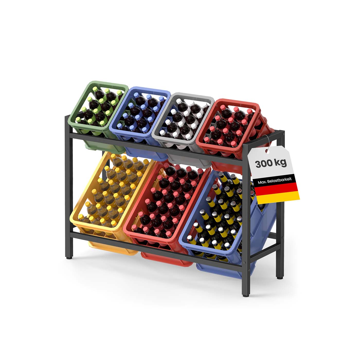 Getränkekistenregal 2 Ebenen für 6 Kisten