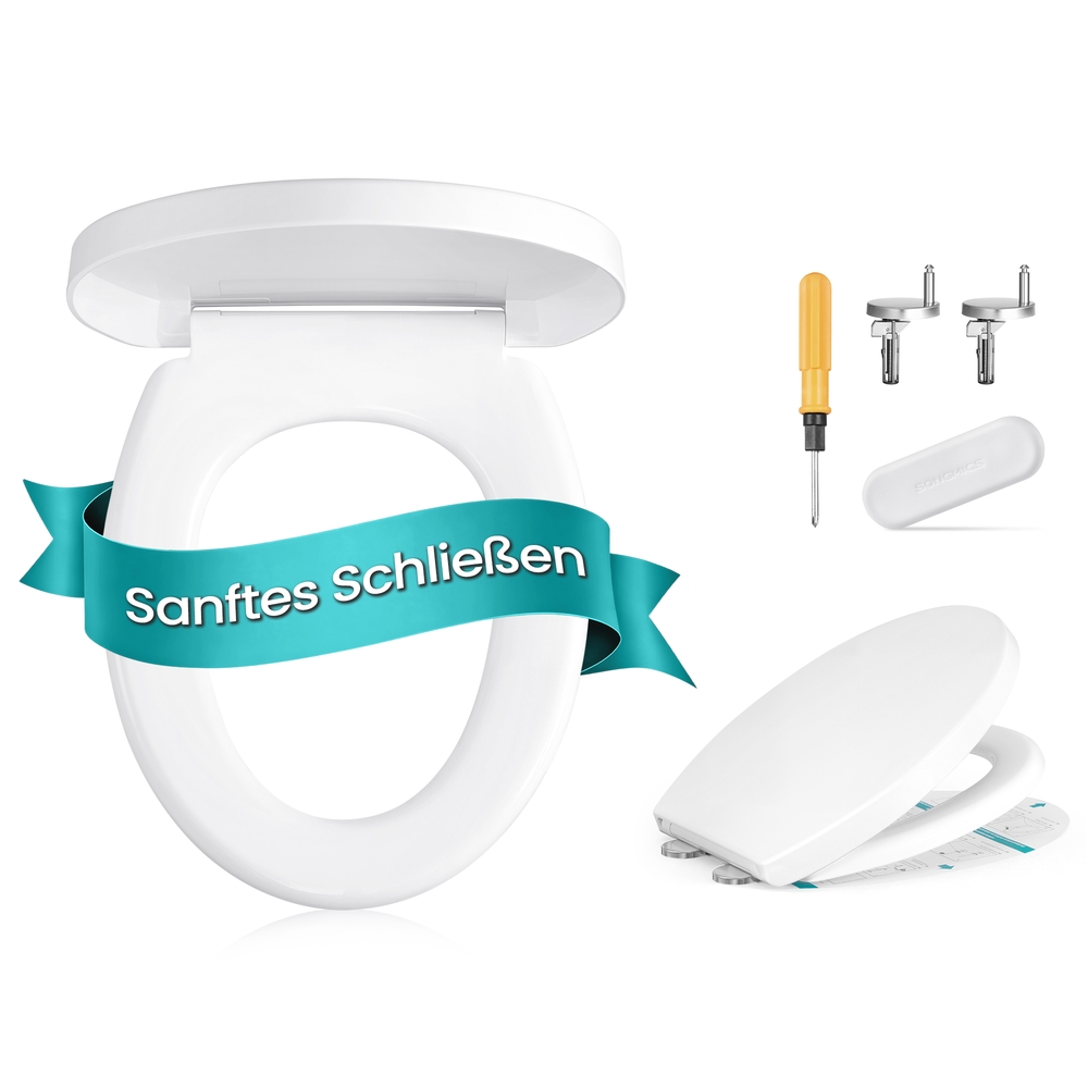 Toilettensitz O-Form mit Absenkautomatik und Abnehmbarem Deckel weiß