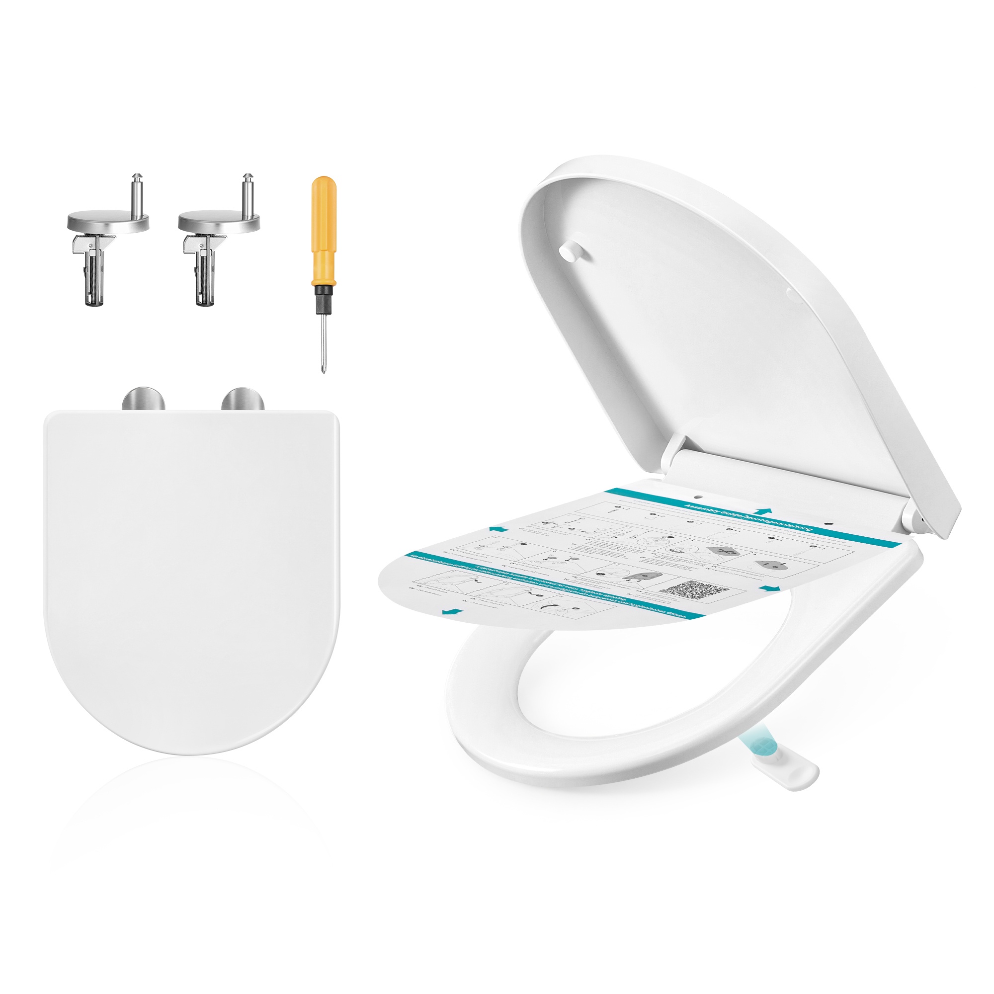 Toilettendeckel D-Form mit Absenkautomatik weiß