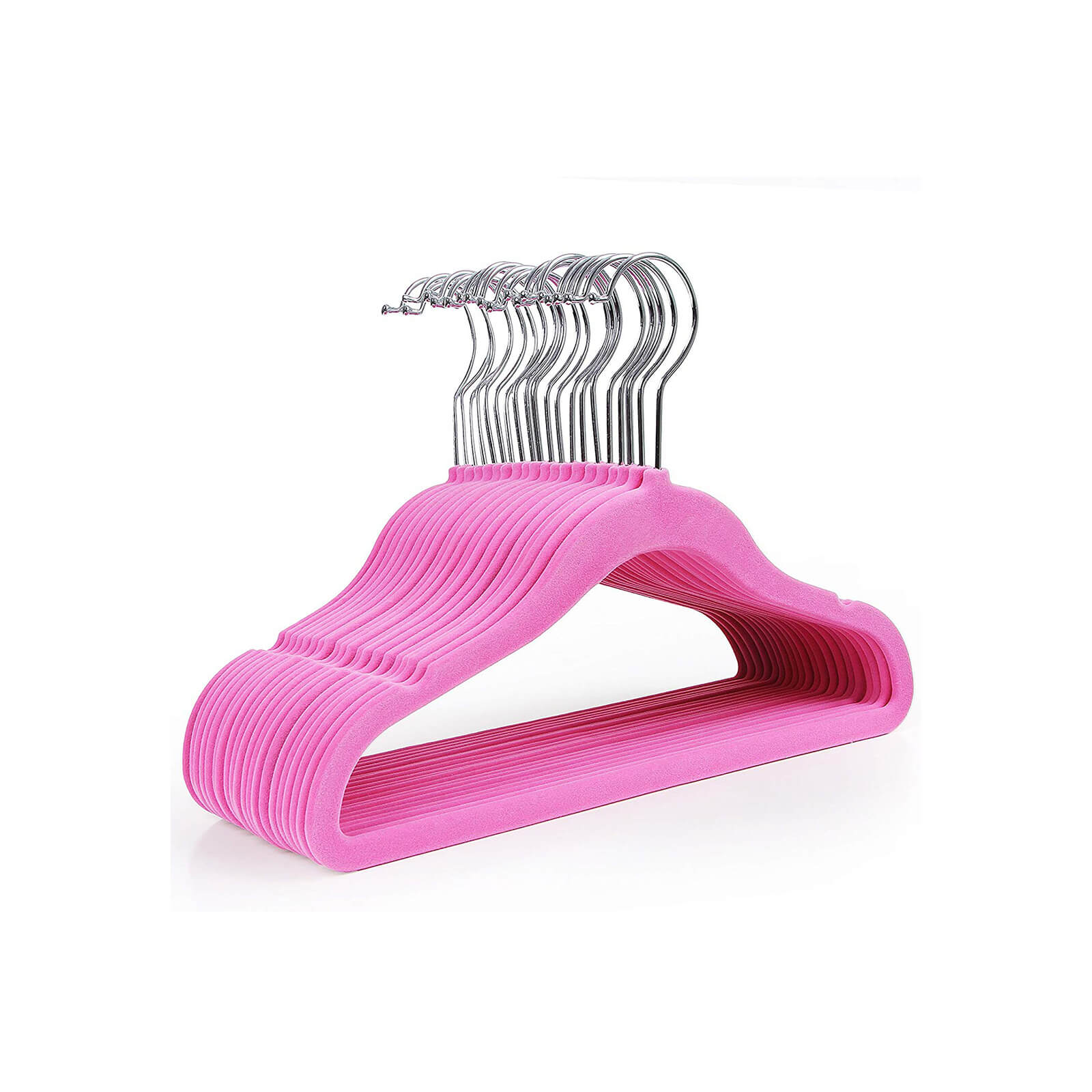Kinderbügel 20 Stück Samt Pink