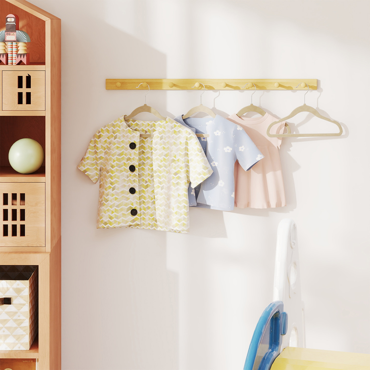 Kinderkleiderbügel 50er Set mit 360° drehbaren Haken sandbeige
