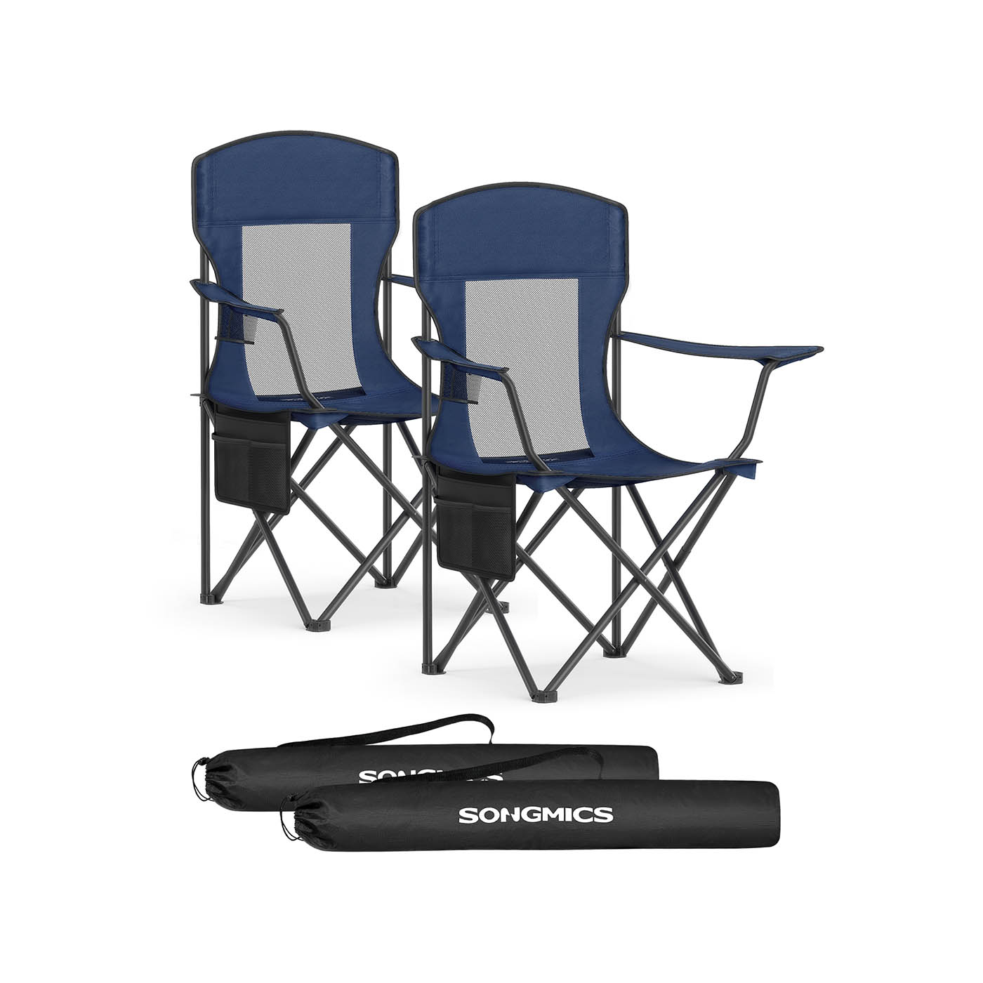 Campingstuhl 2er Set mit verstellbaren Armlehnen hafenblau