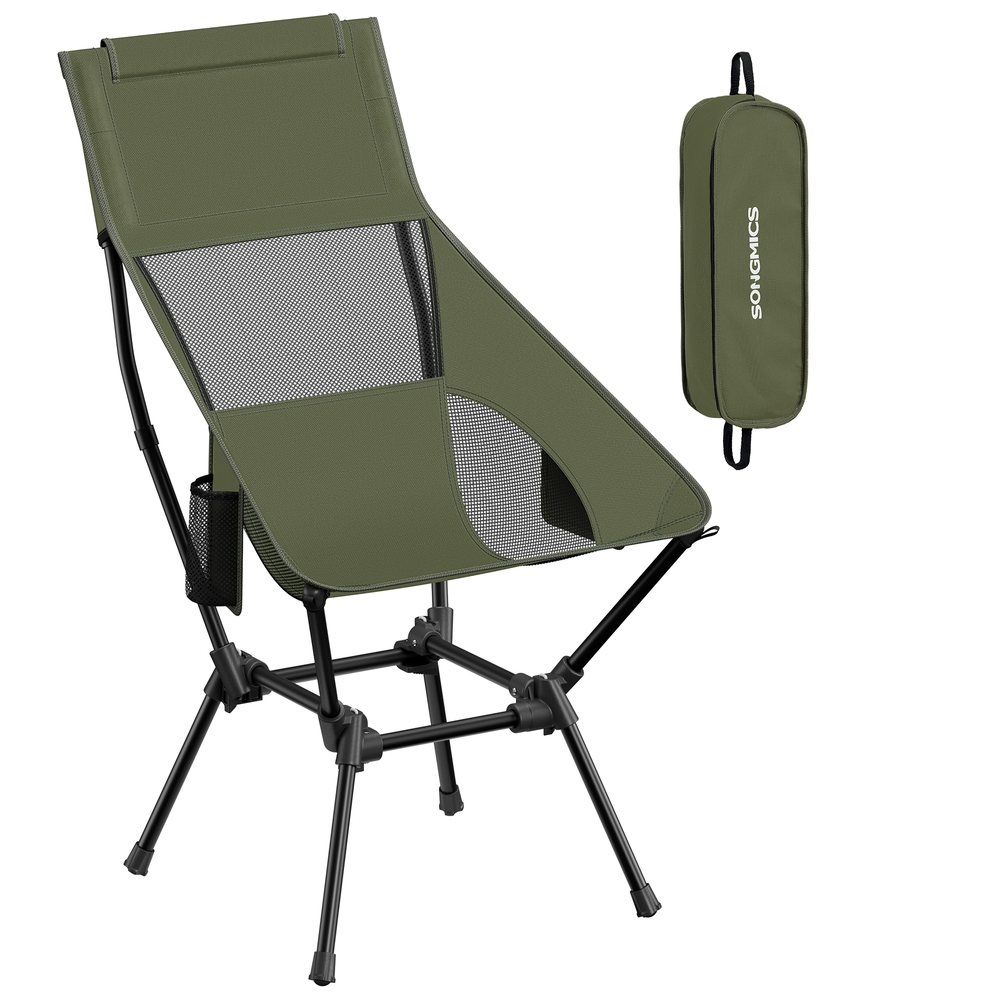 Campingstuhl Strandstuhl höhenverstellbar klappbar mit Kopfstütze bis 150 kg grün