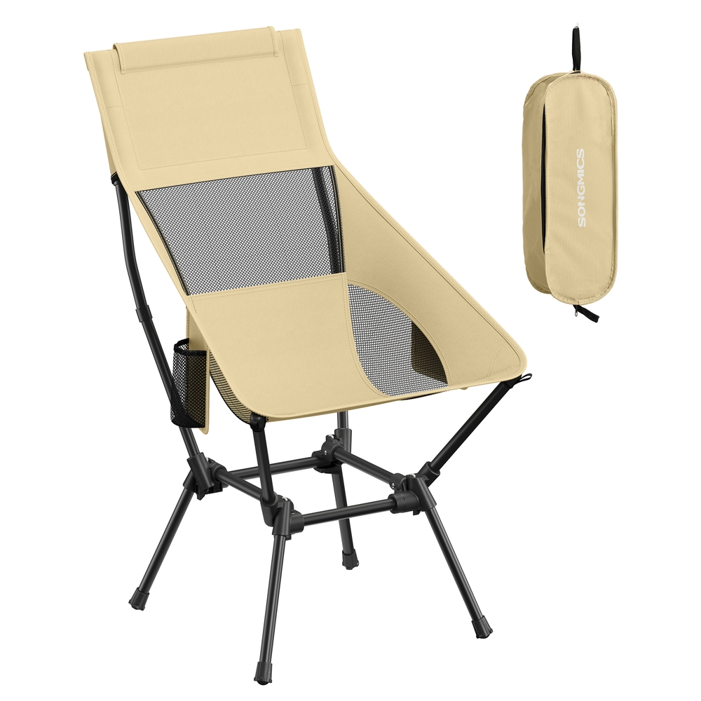 Campingstuhl Strandstuhl höhenverstellbar klappbar mit Kopfstütze bis 150 kg braun