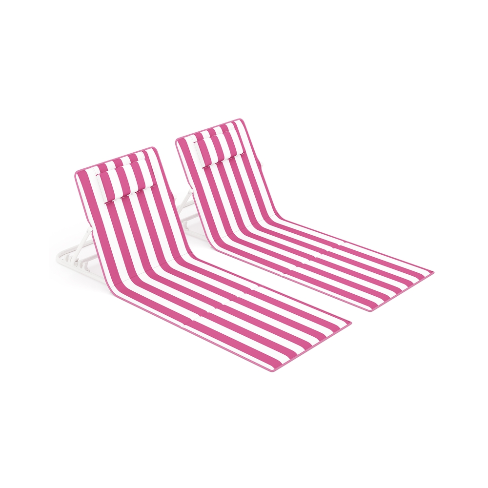 Strandstuhl 2er Set klappbar 158 × 55 cm pink-weiß gestreift