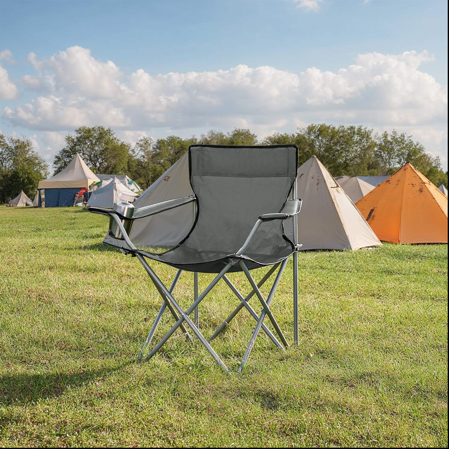 Campingstuhl 2er Set, Klappstuhl für Outdoor, mit Armlehnen
