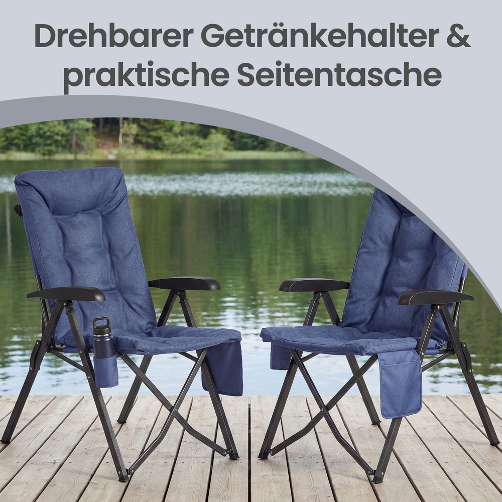 Campingstuhl, verstellbare Rückenlehne 95°-150°,  6 cm Polsterung