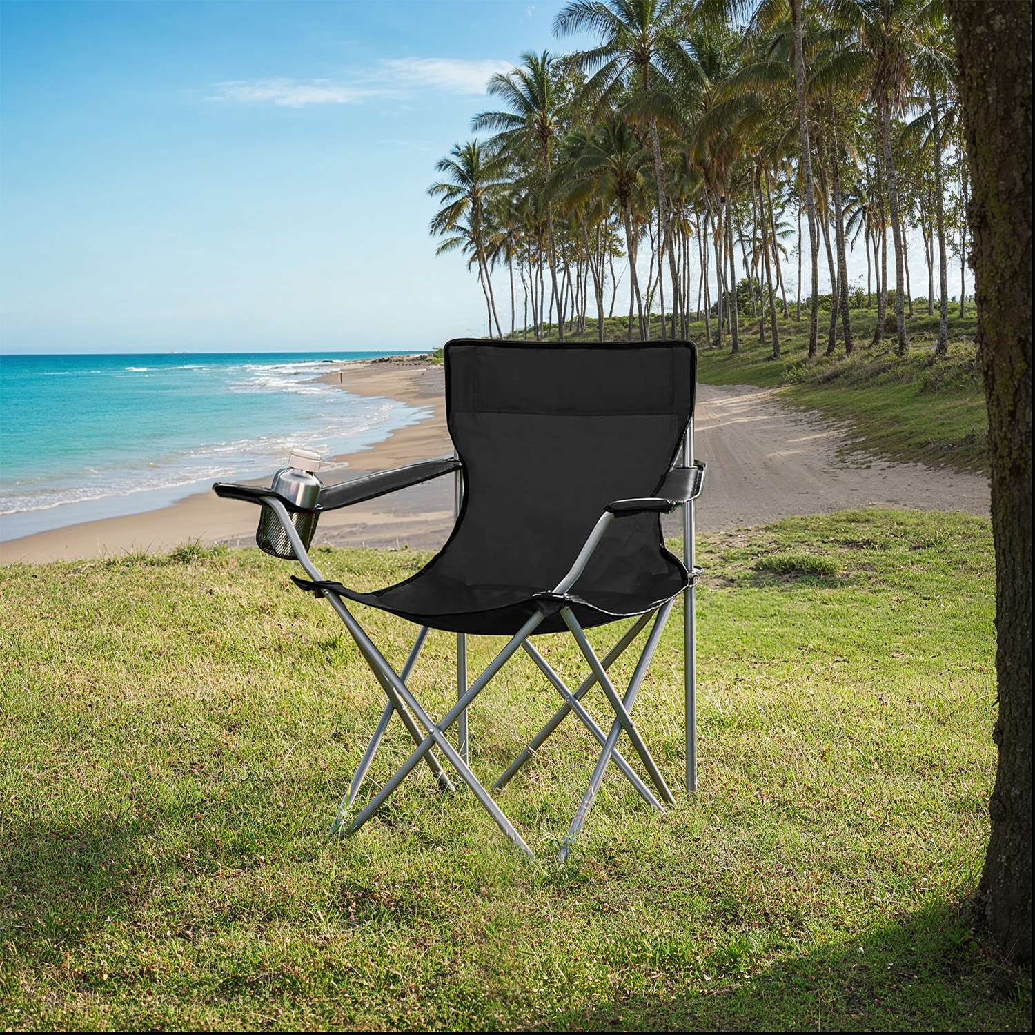 Campingstuhl 2er Set, Klappstuhl für Outdoor, mit Armlehnen