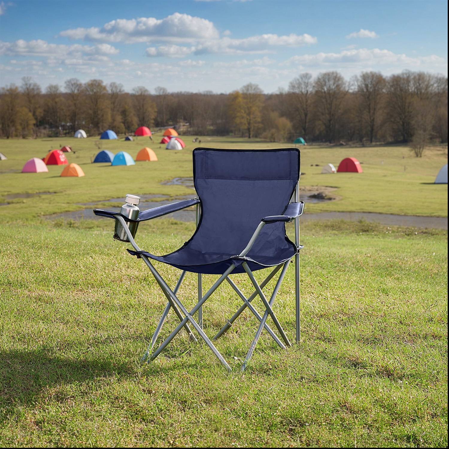 Campingstuhl 2er Set, Klappstuhl für Outdoor, mit Armlehnen