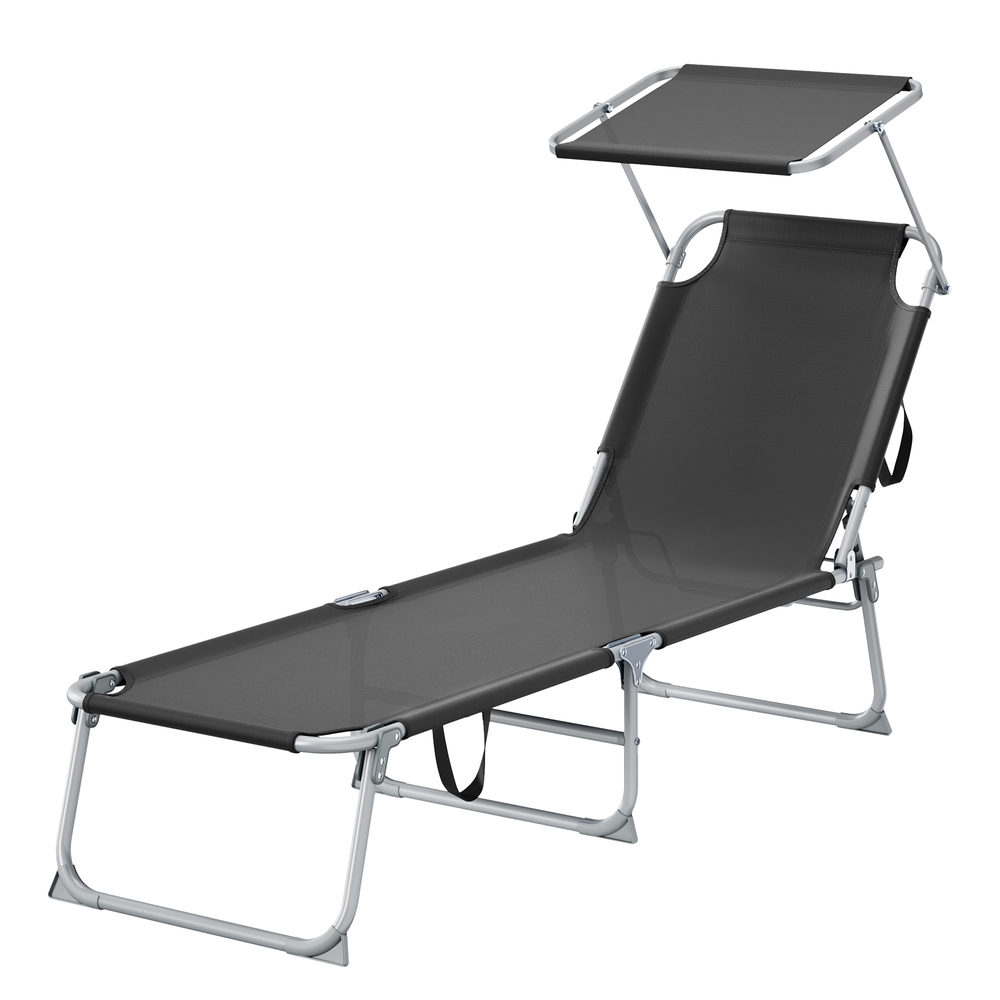 Sonnenliege klappbar, belastbar bis 110 kg, verstellbare Sonnenblende