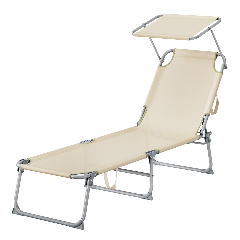 Sonnenliege klappbar, belastbar bis 110 kg, verstellbare Sonnenblende