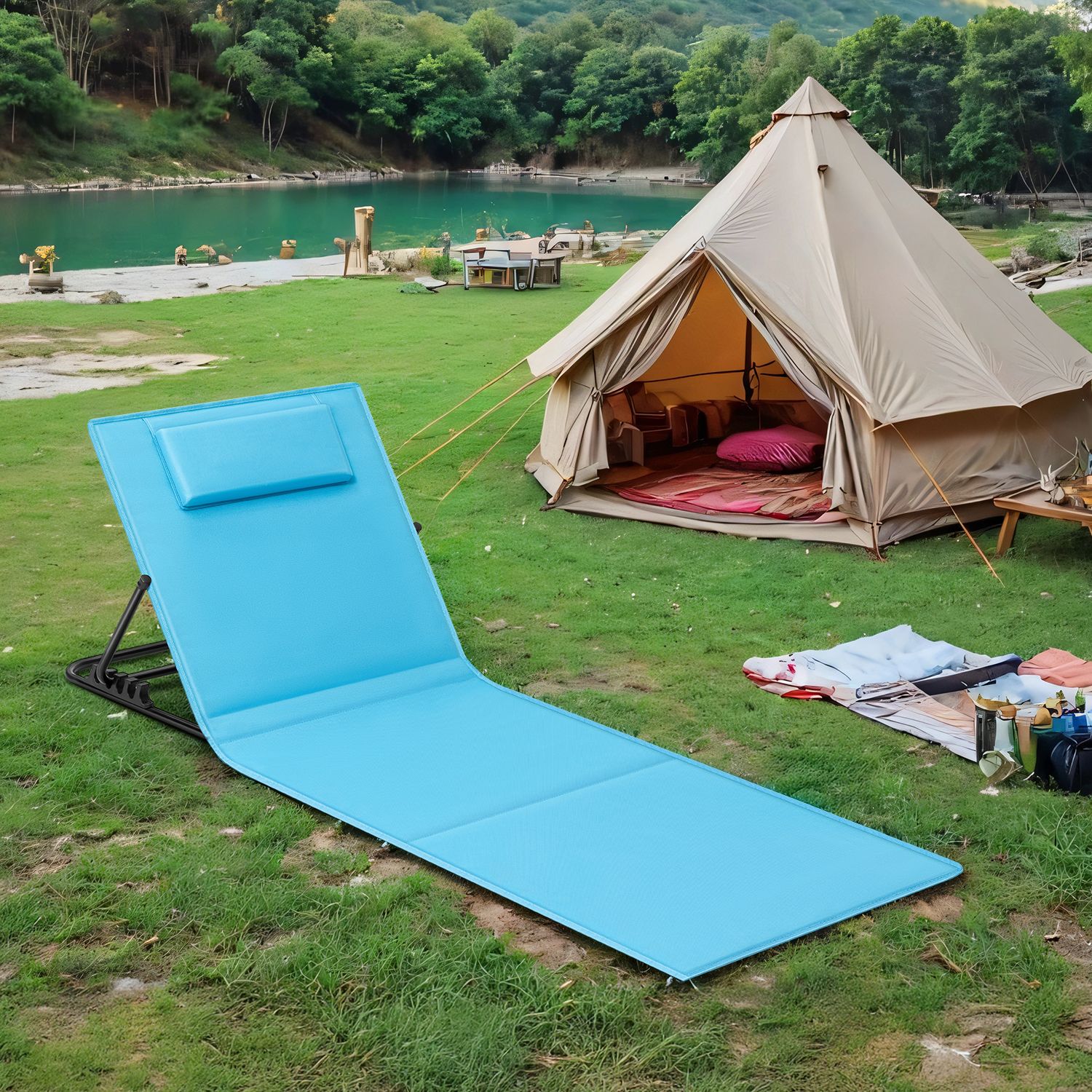 Strandstuhl 2er Set, Campingstuhl, Sonnenliege