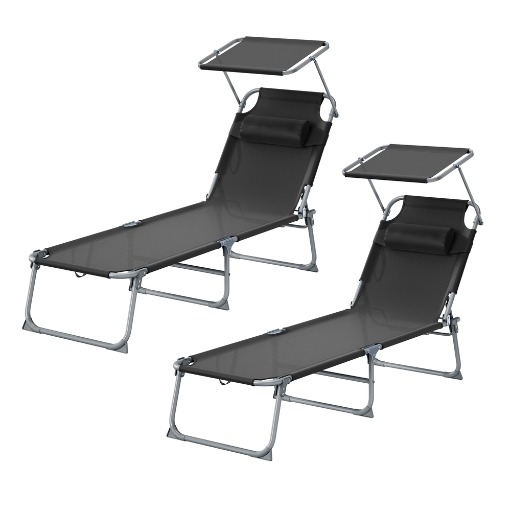 Sonnenliege klappbar, 2er Set, mit Kopfstütze