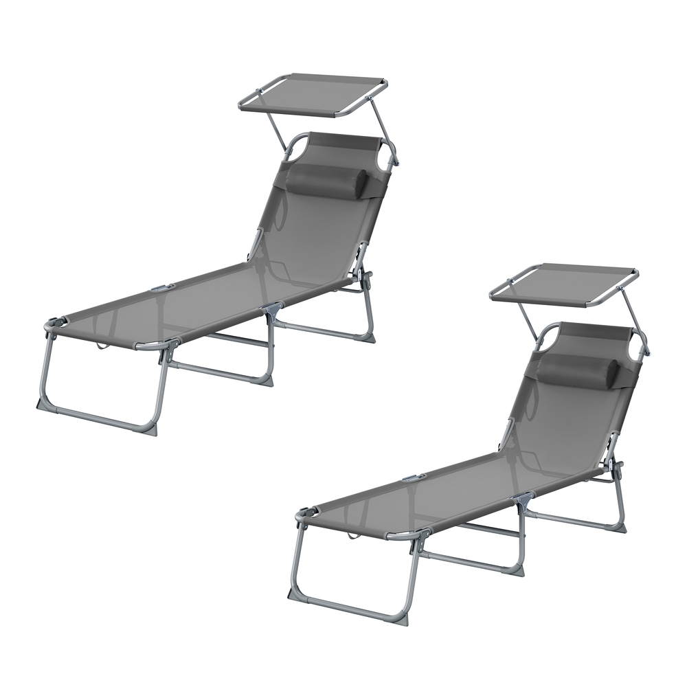 Sonnenliege klappbar, 2er Set, mit Kopfstütze