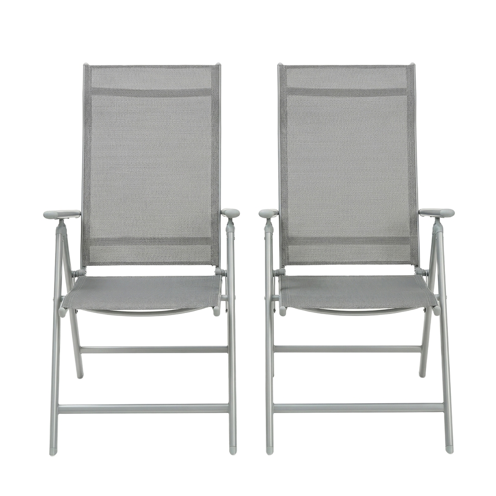Gartenstuhl 2er Set, Klappstuhl bis 150 kg belastbar, mit Metallgestell