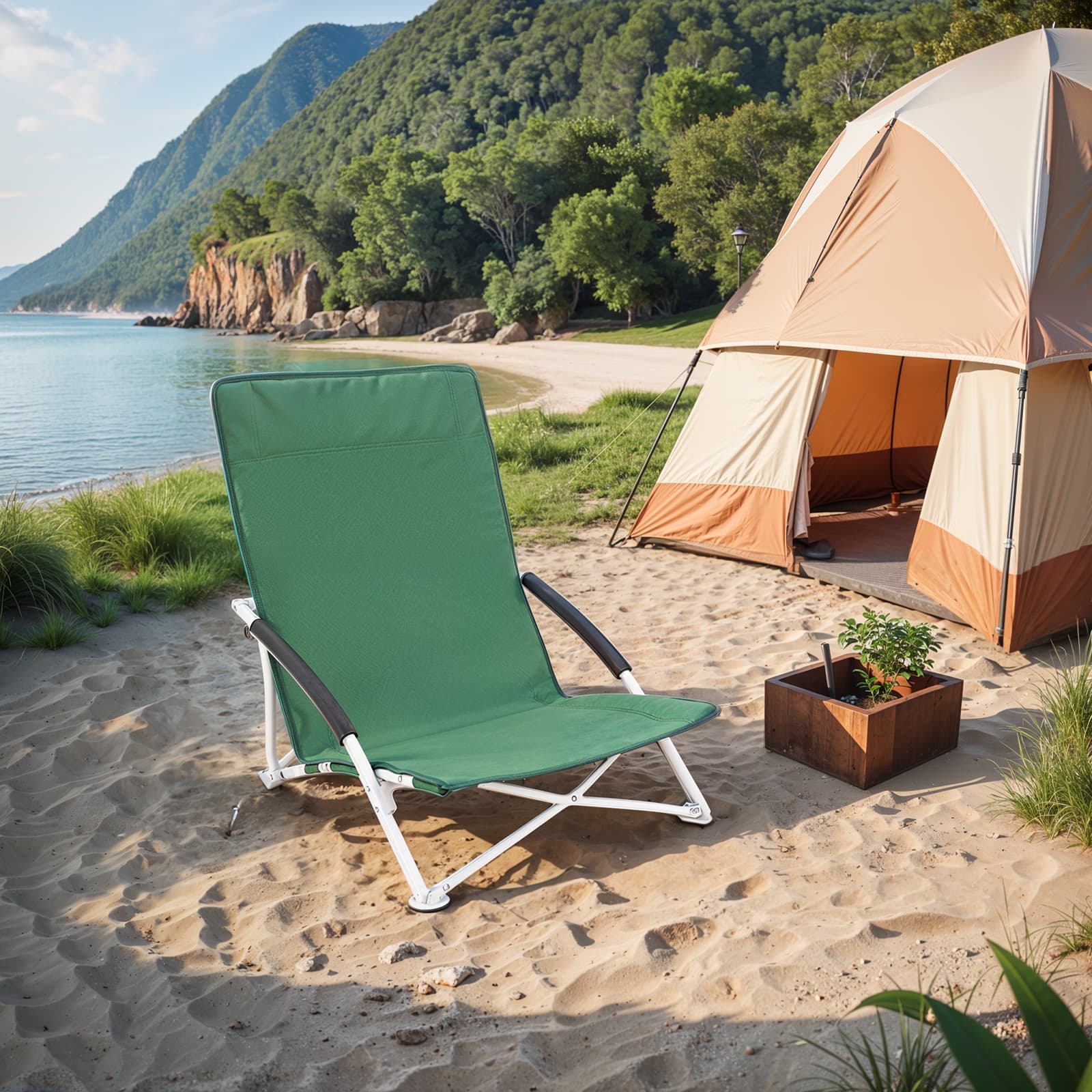 Strandstuhl, Klappstuhl mit hoher Rückenlehne, klappbar