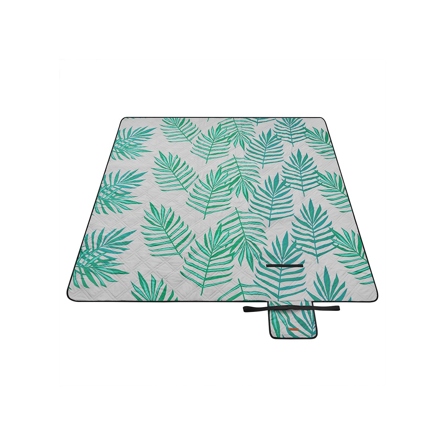 Picknickdecke 200 x 200 cm grau mit tropischem Farn