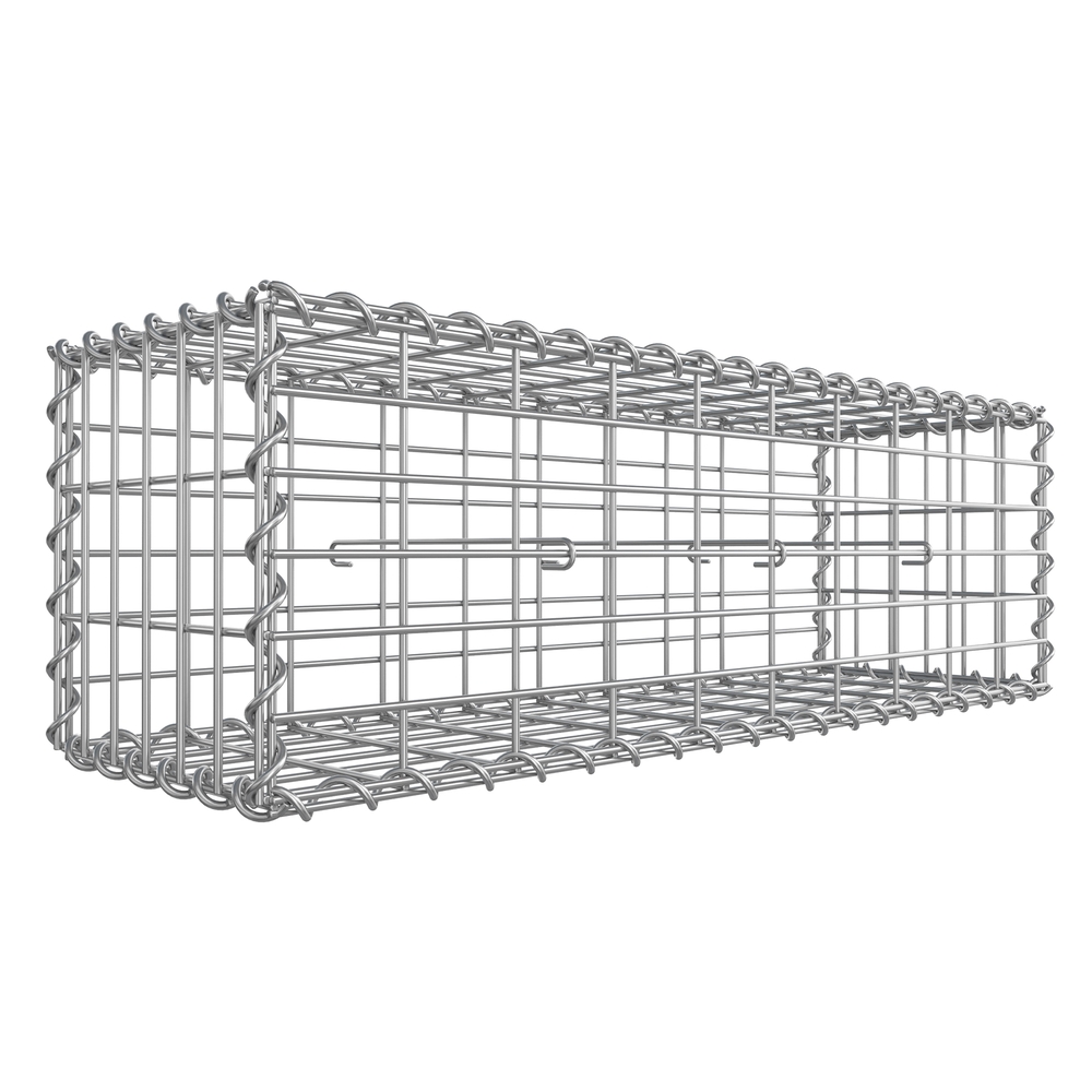 SONGMICS 10er Set Gabionenkörbe, Metall Gartenzaun, 100 x 30 x 30 cm | Verzinkter Drahtzaun, 4 mm Stahldraht, mit 3 Abstandshaltern, für Sichtschutz und Trennwand im Garten