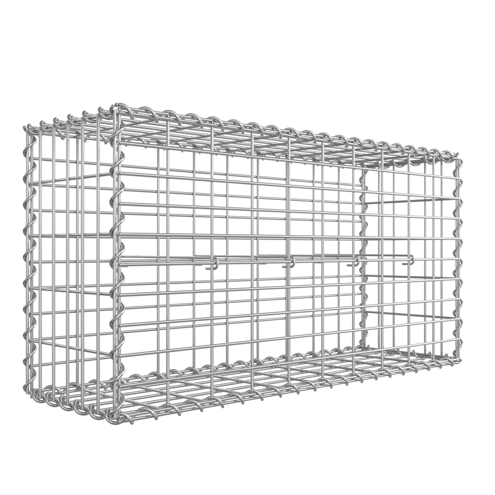 Songmics - Gabionenkorb100 x 50 x 30 cm Metall-Steinkorb mit 5 x 10 cm Maschenweite für Mauersteine verzinkt Steingabione Mauersilber GGB153