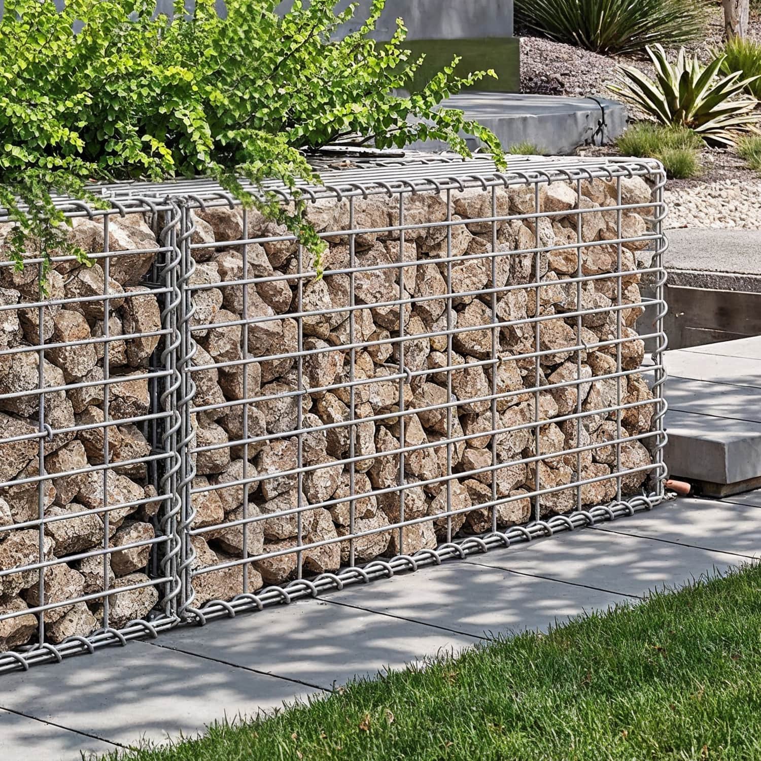 Songmics - Gabionenkorb 100 x 50 x 30 cm10er Set Metall-Steinkorb mit 5 x 10 cm Maschenweite für Mauersteine verzinkt Steingabione Mauer silber