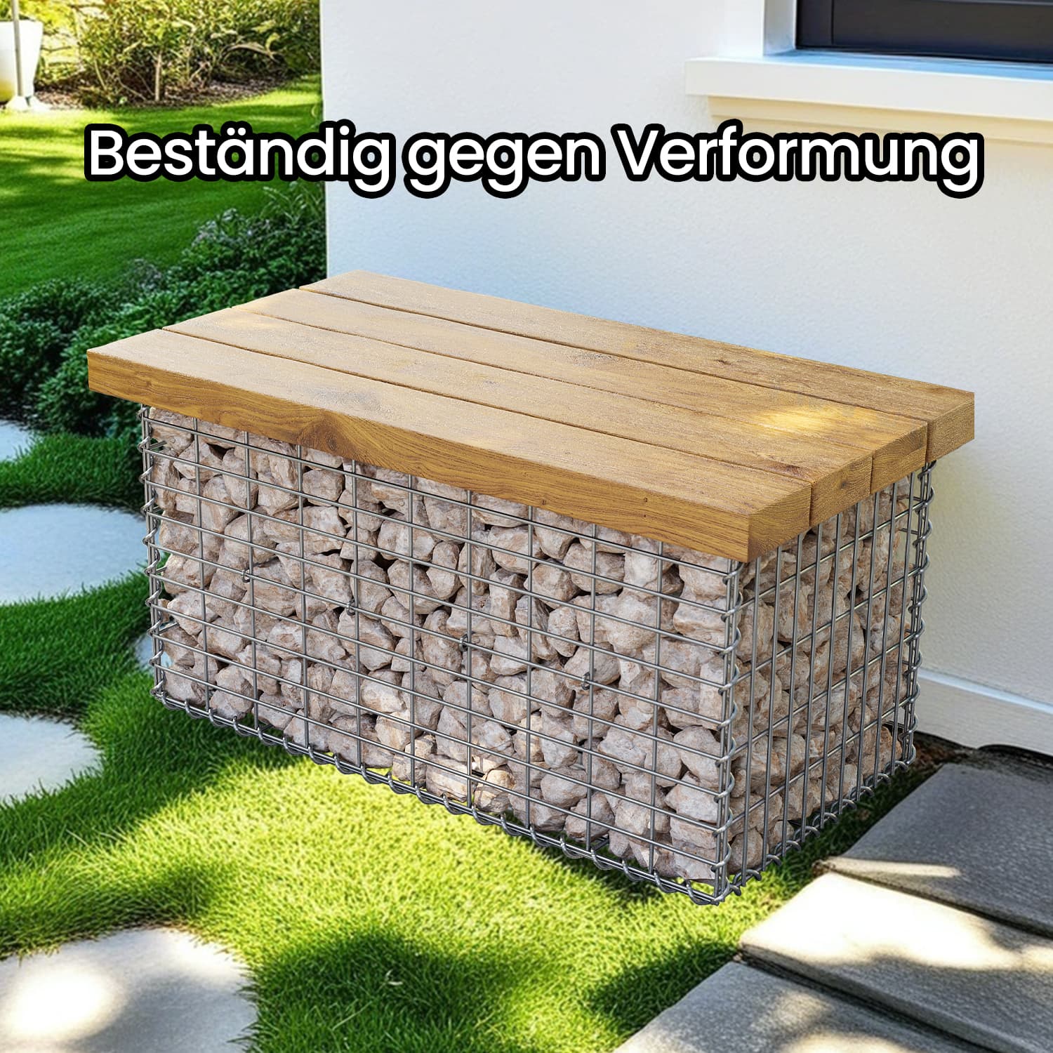 Gabionenkorb100 x 50 x 50 cm5er Set Metall-Steinkorb mit 5 x 10 cm Maschenweite für Mauersteine verzinkt Steingabione Mauer silber GGB555