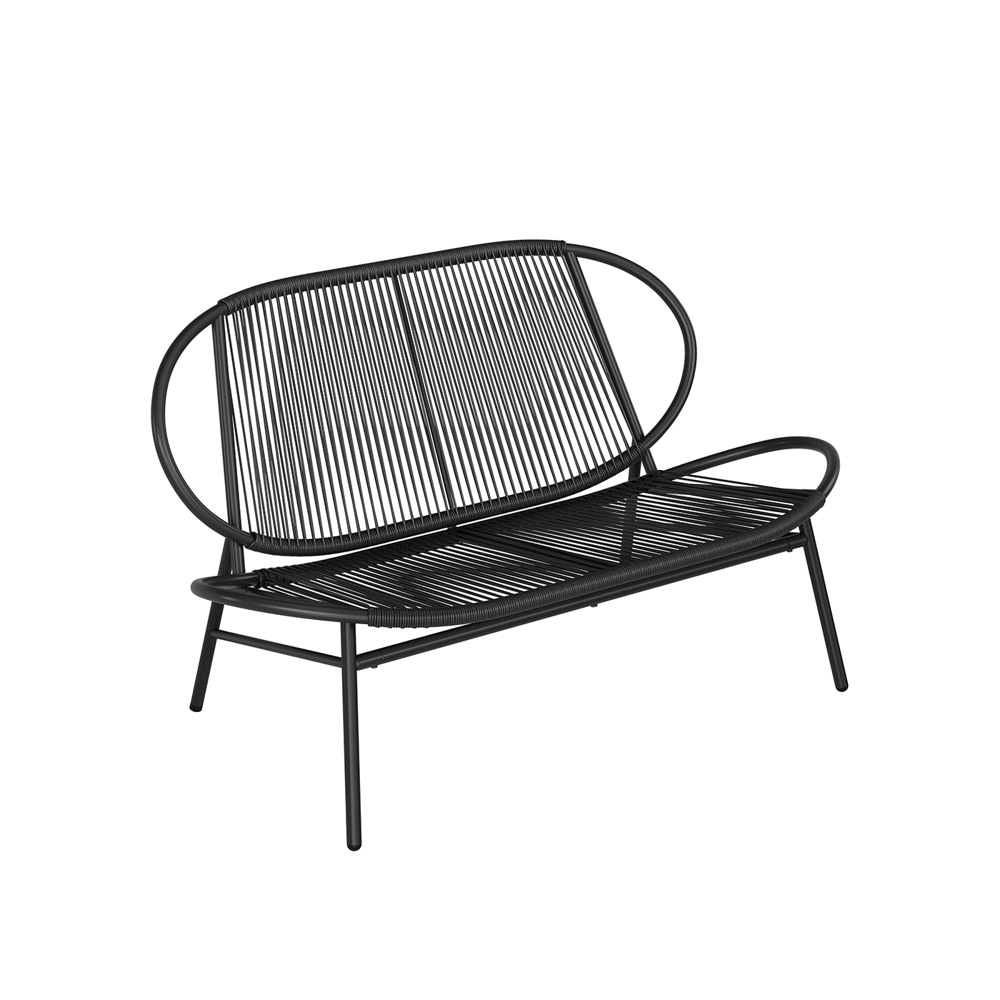 Gartenbank aus PE-Rattan 70 x 138,5 x 79 cm tintenschwarz