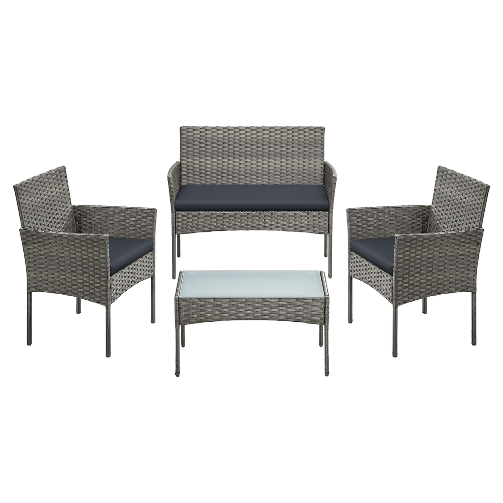 Gartenmöbel Set aus Polyrattan für Terrasse und Balkon grau