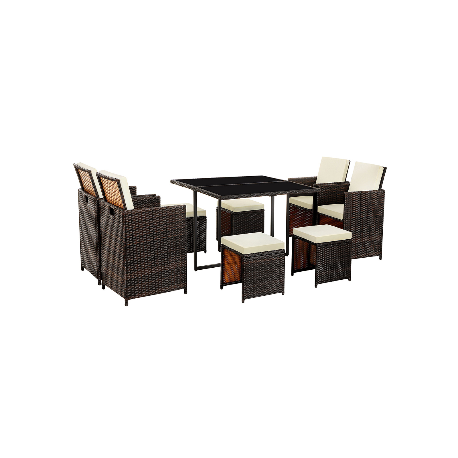 SONGMICS Gartenmöbel Set aus Polyrattan, 9teilig, Sitzgruppe, Tisch