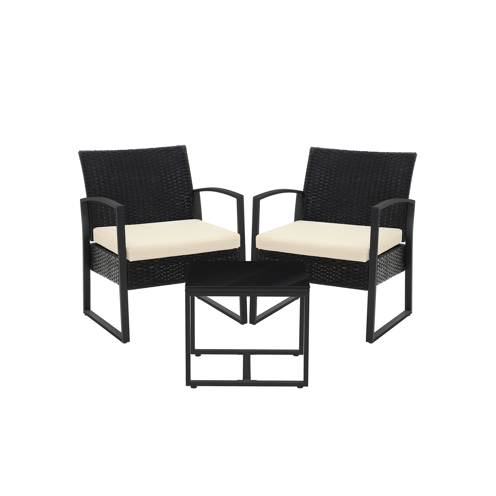 SONGMICS Gartenmöbel-Set, 3er Set, aus Polyrattan, für Outdoor