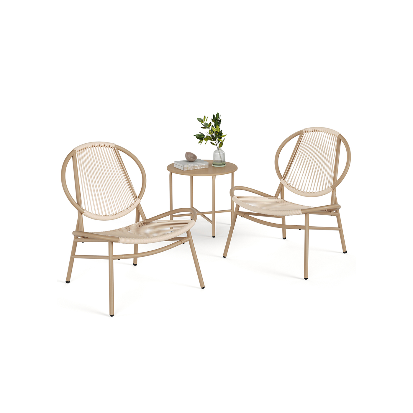 Balkonmöbel-Set mit Tisch und 2 Stühlen kamelbraun