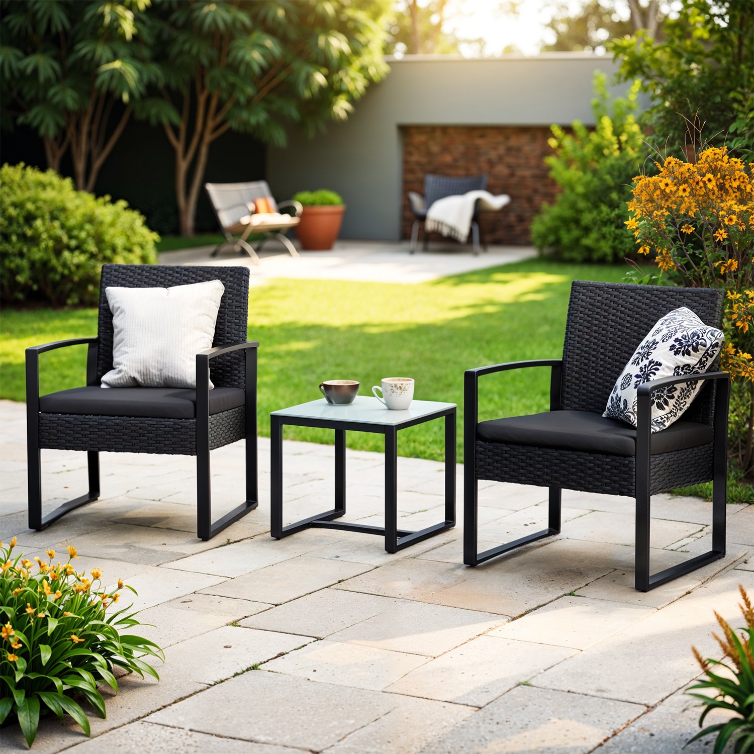 Gartenmöbel-Set, aus PE-Polyrattan, Balkonmöbel
