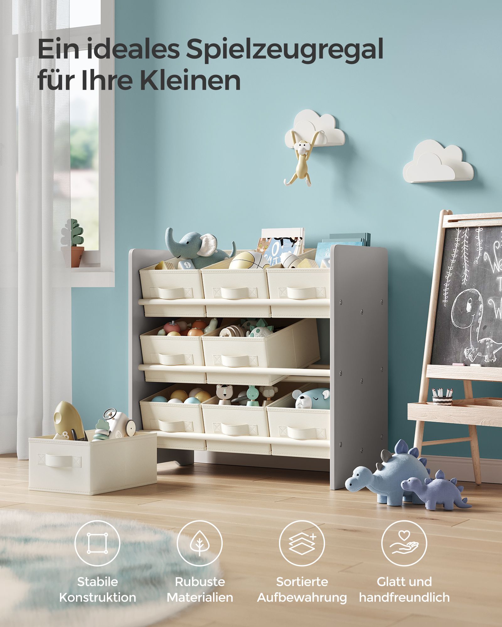 Vaikiška lentyna su 9 laikymo dėžutėmis