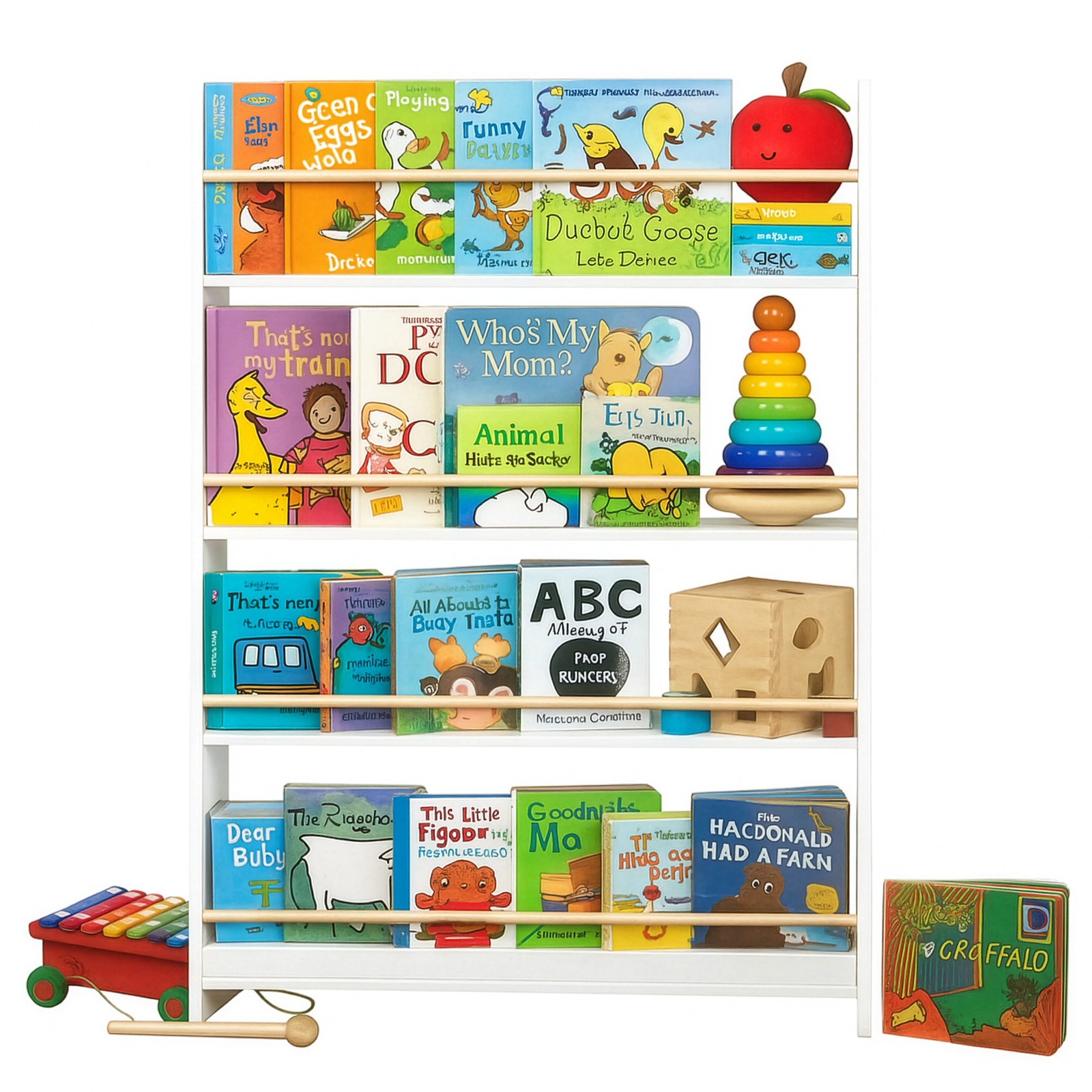 Bücherregal Kinder, 4 Ebenen, Spielzeugregal