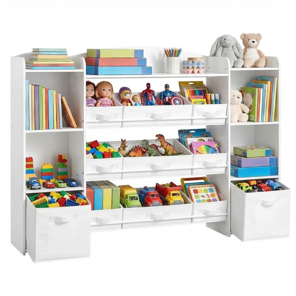 Kinderregal mit 4 offenen Fächern, Kinderregal, 9 mittlere und 2 seitliche Boxen