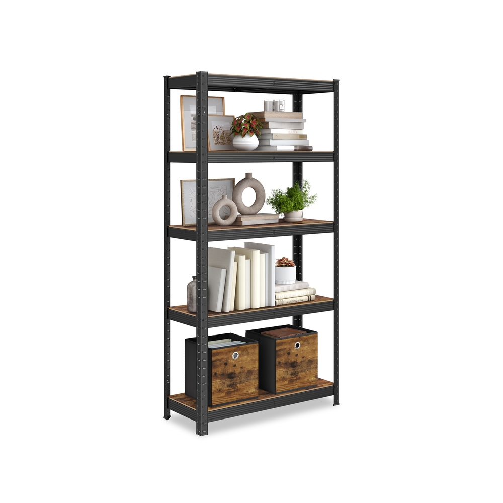 Aufbewahrungsregal im Industrial-Stil aus schwarzem Metall - L75 x H150 cm - Schwarz - Calicosy