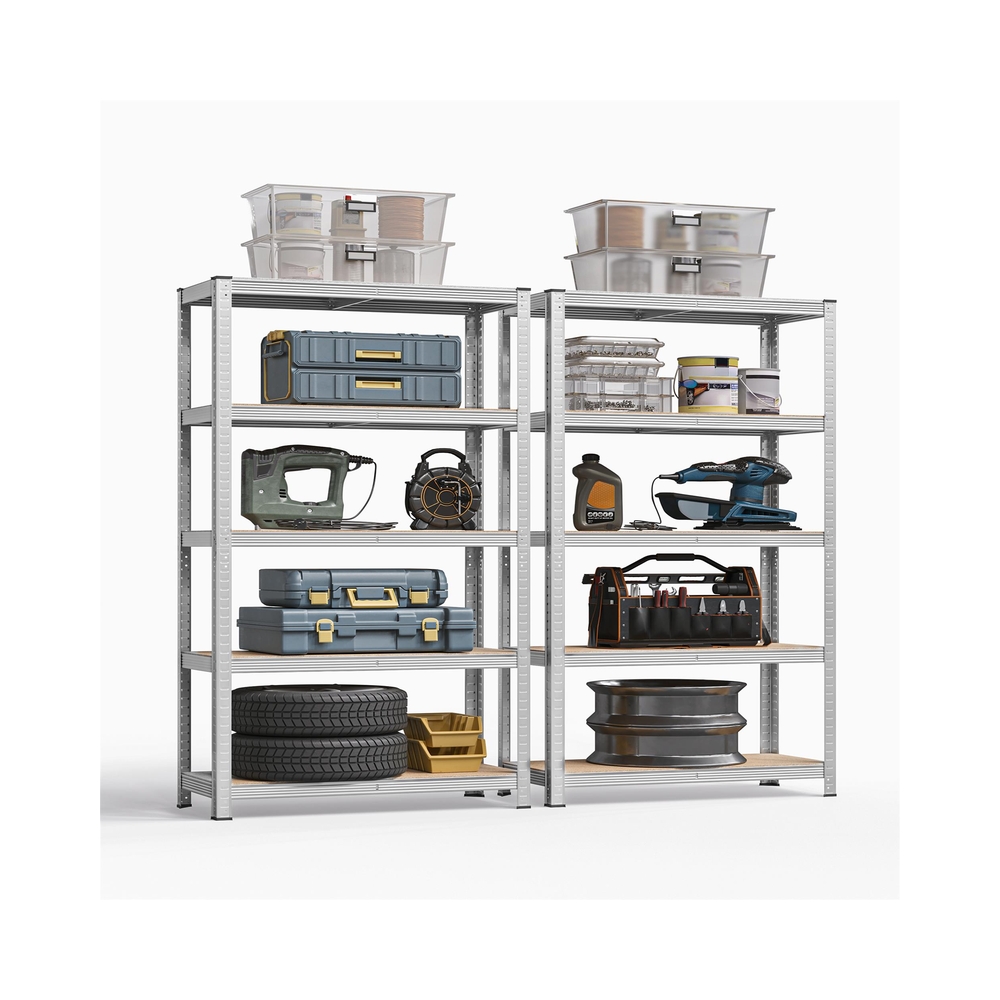 Regale mit 5 Regalebenen und verstellbaren Brettern - H180 cm - Set aus 2 - Grau - Calicosy