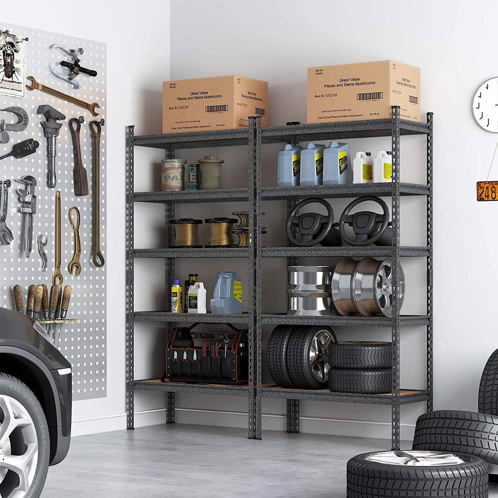 SONGMICS Lagerregal, Schwerlastregal, Kellerregal, 180 x 90 x 40 cm