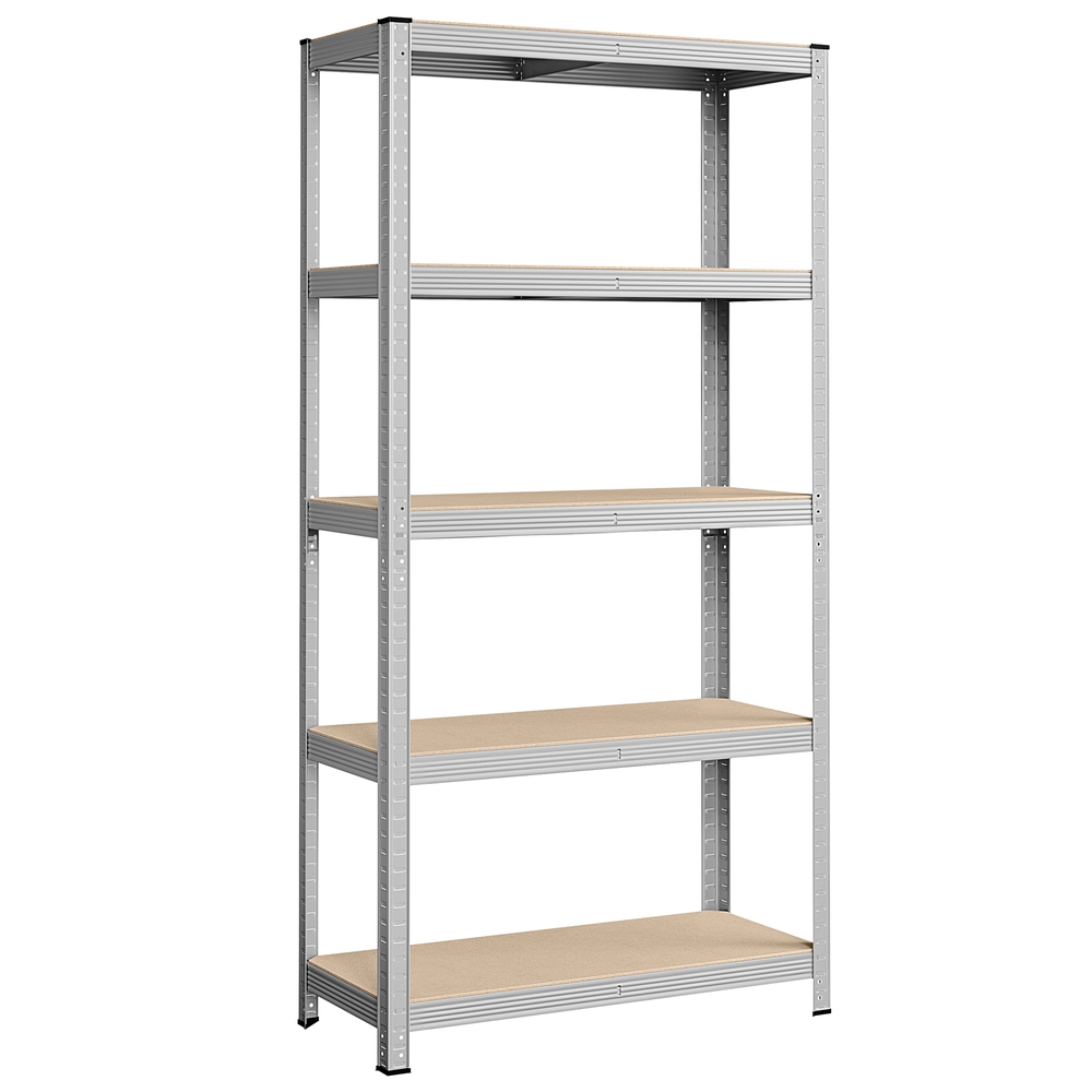 SONGMICS Schwerlastregal, Kellerregal, Lagerregal, 40 x 90 x 180 cm, Regal mit Stahlgestell, bis 875 kg belastbar, 5 verstellbare Ablagen, silbern GLR40SV