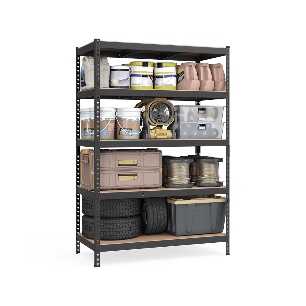 Schwerlastregal mit 5 Ablagen 60 x 120 x 180 cm schwarz