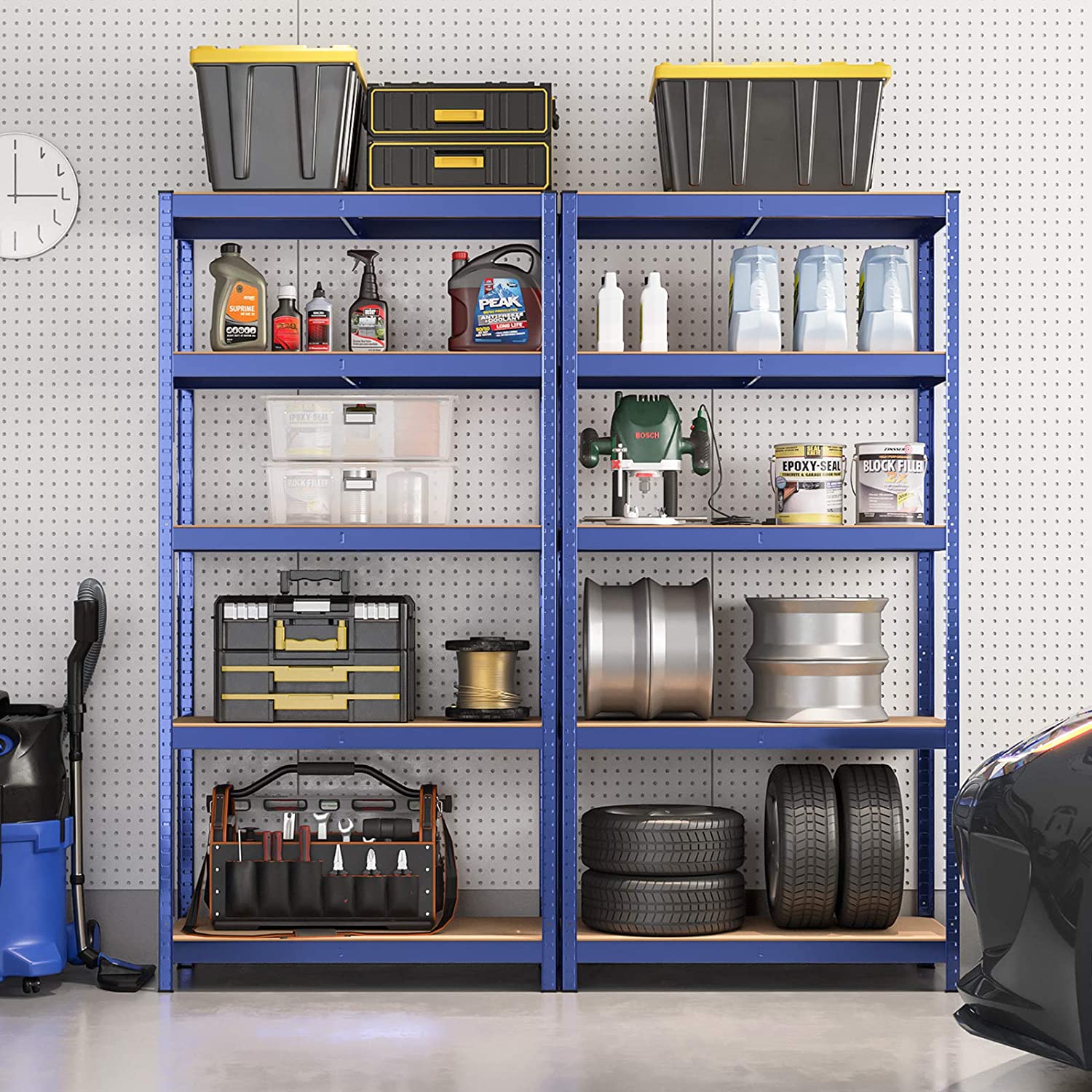 2er Set Lagerregal mit 5 verstellbare Ablagen Blau | SONGMICS