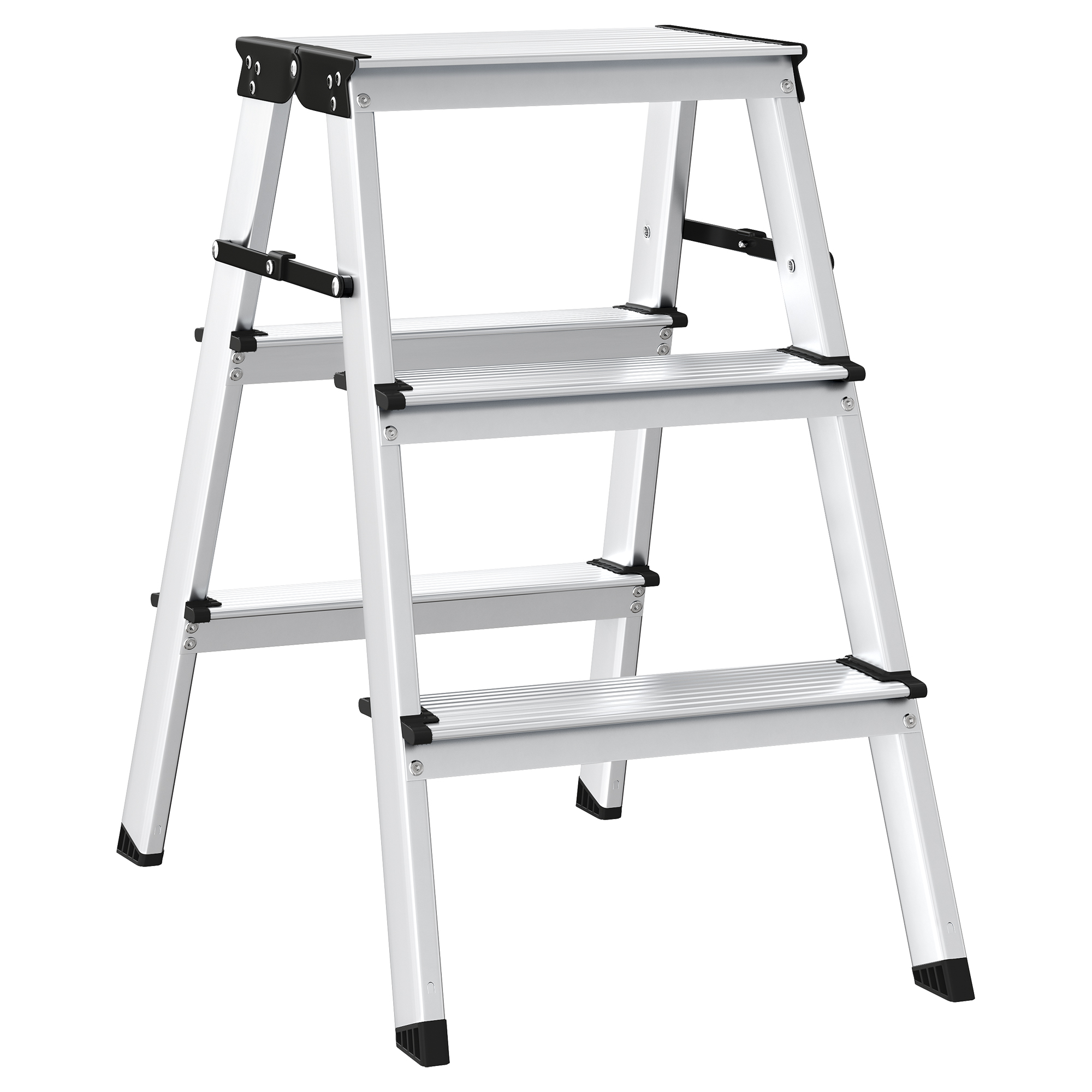 SONGMICS Leiter, Trittleiter, Aluleiter mit 3 Stufen GLTB3523K