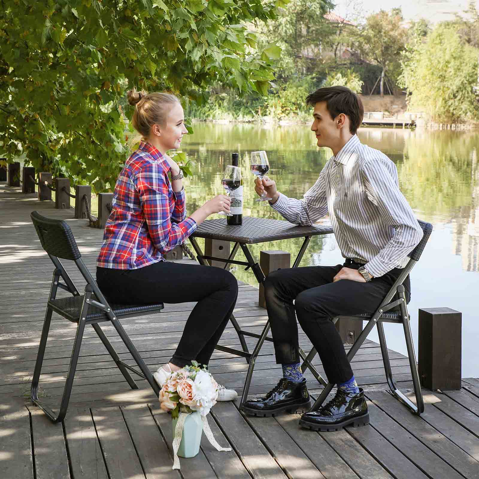 SONGMICS Klapptisch, Balkontisch, Kleiner Gartentisch mit