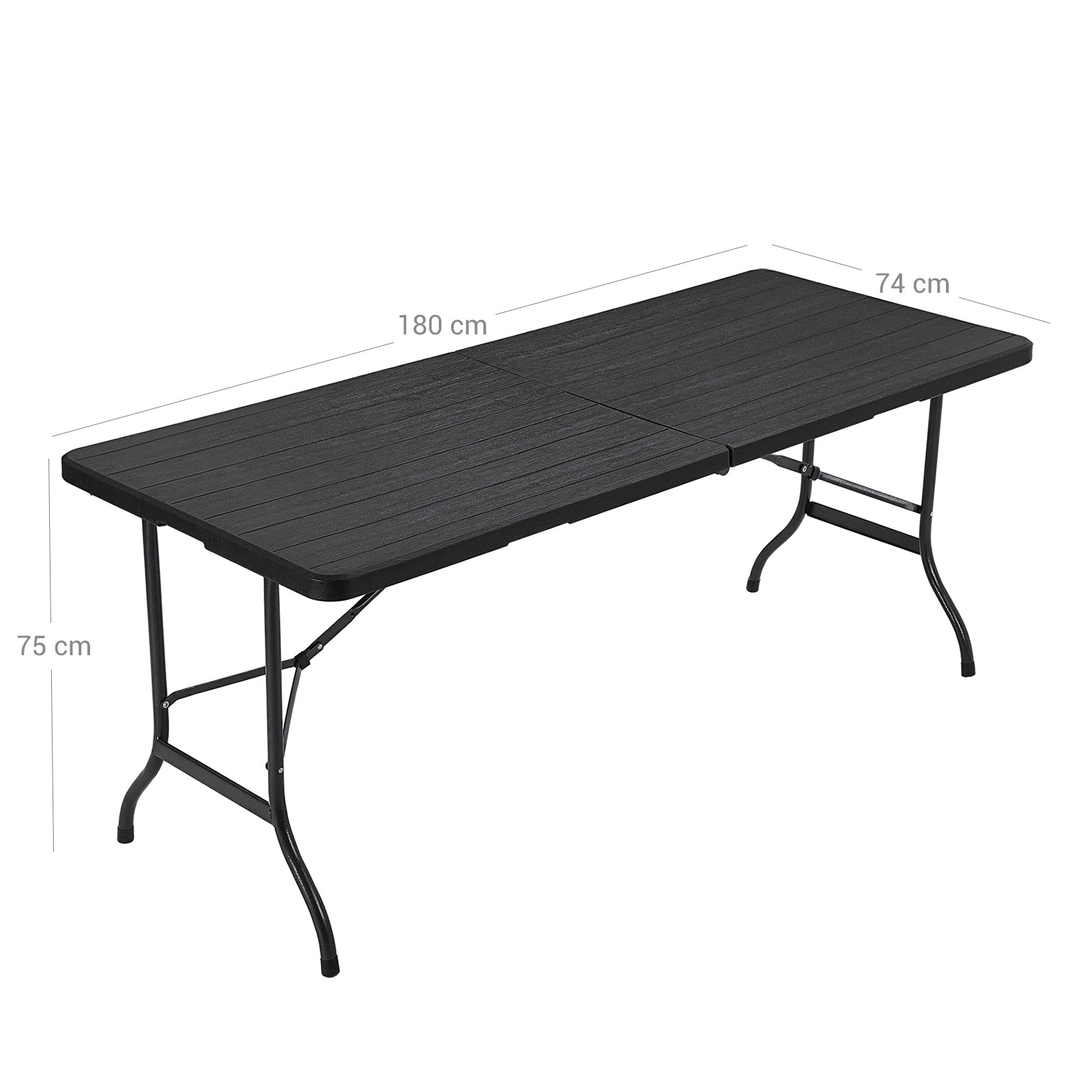 SONGMICS Klapptisch, großer Gartentisch mit imitierter Holzmaserung aus