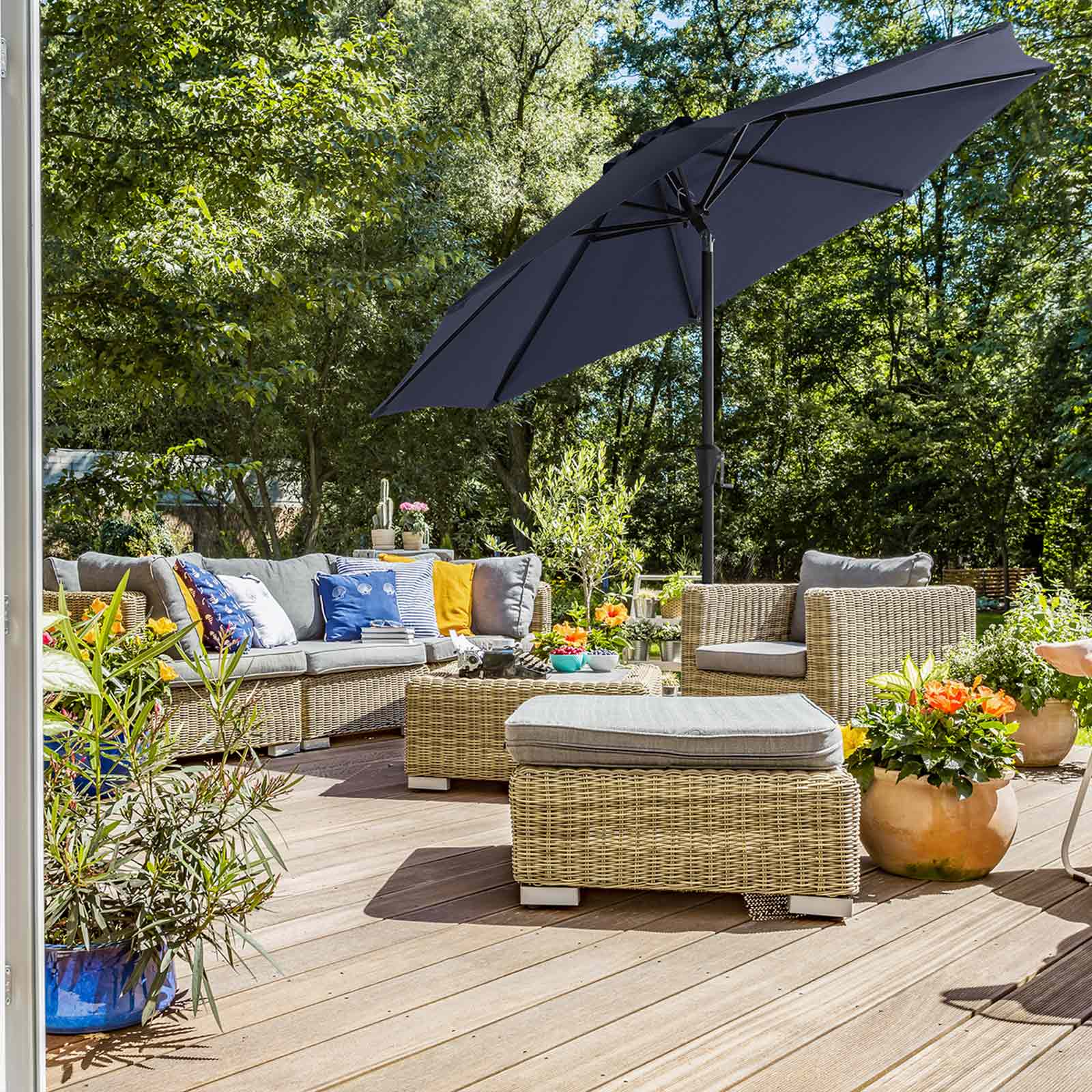 SONGMICS Sonnenschirm, Ø 270 cm, Gartenschirm, Marktschirm, UV-Schutz