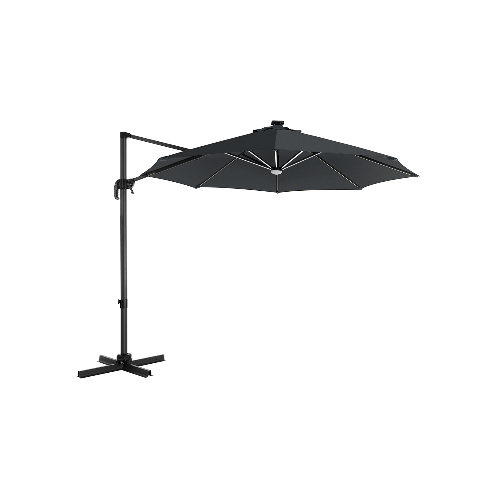 Sonnenschirm mit LED-Beleuchtung grau