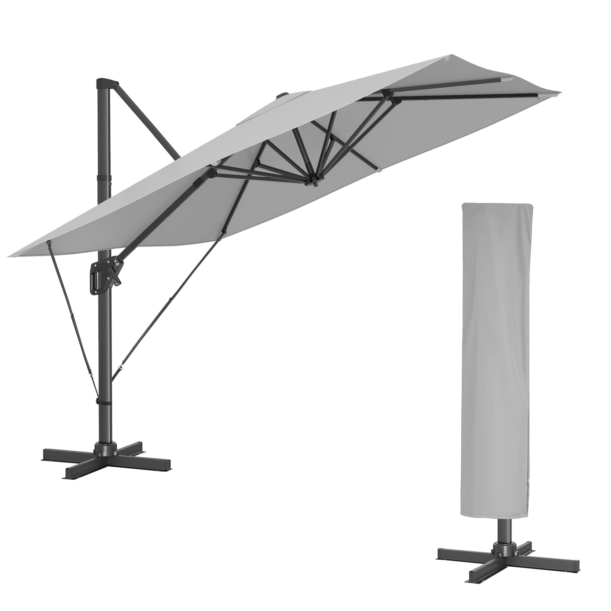 Sonnenschirm 290 x 290 cm um 360° drehbar mit Ständer