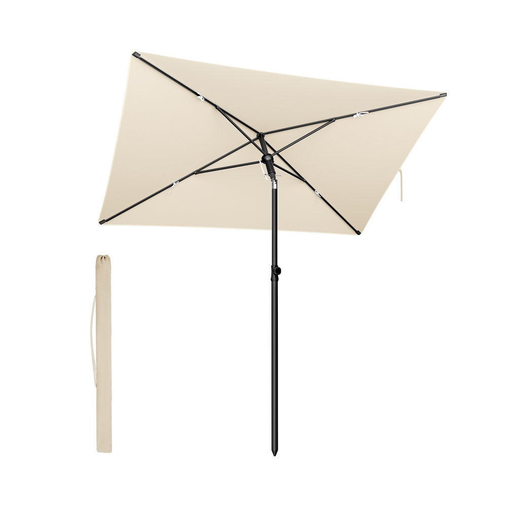 232 x 149 cm Rechteckiger Sonnenschirm mit hohem UV Schutz für Balkon beige