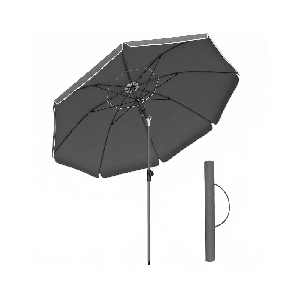 Sonnenschirm 180 cm mit hohem UV Schutz für Strand und Garten grau