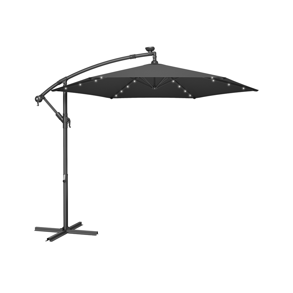 Sonnenschirm mit LED-Solar-Beleuchtung und Ständer