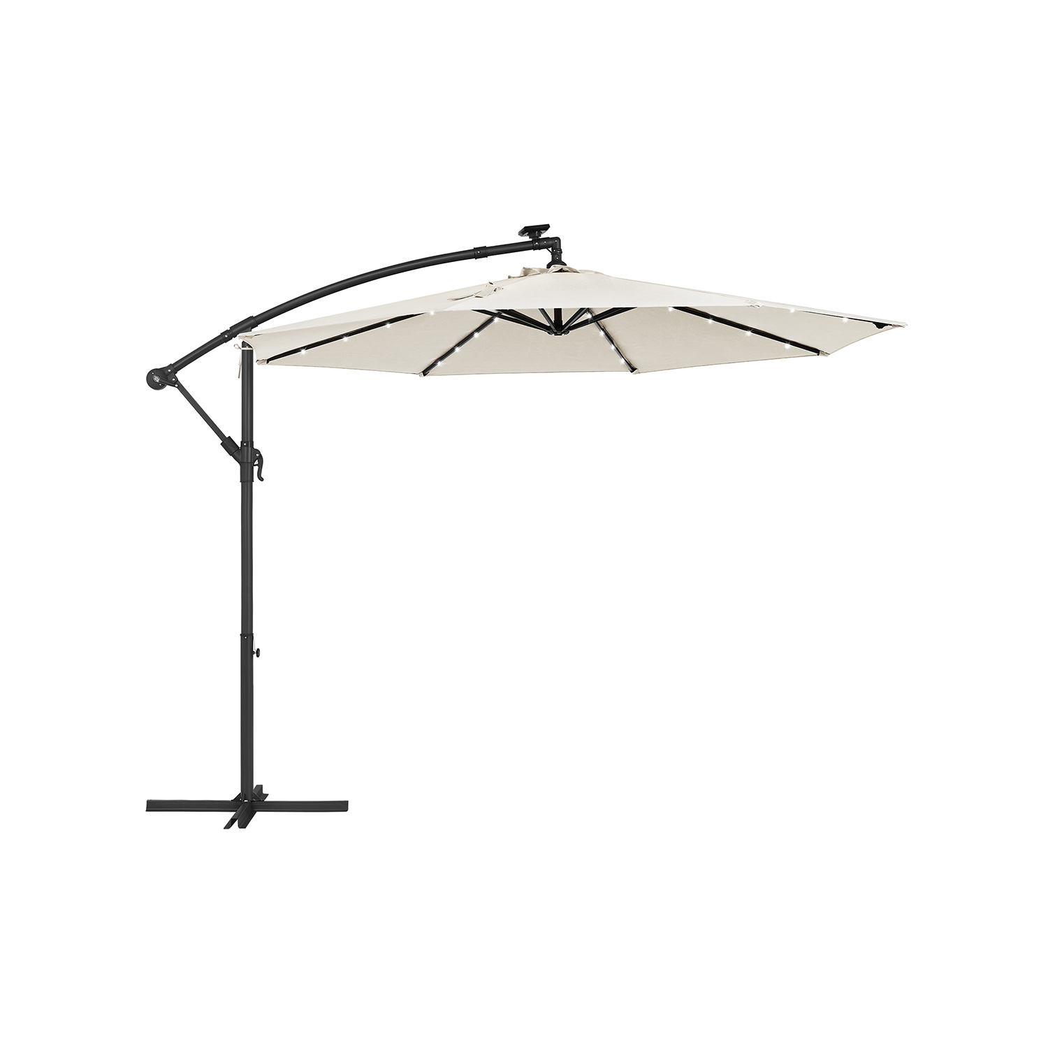 Sonnenschirm mit LED-Solar-Beleuchtung und Kurbel
